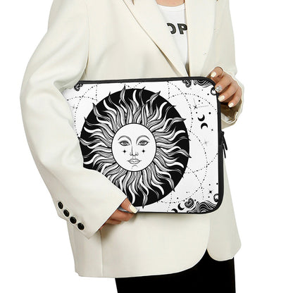 Black And White Celestial Sun Print Laptop Sleeve