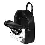Black And White Celestial Sun Print Leather Backpack