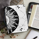 Black And White Celestial Sun Print Leather Bible Cover