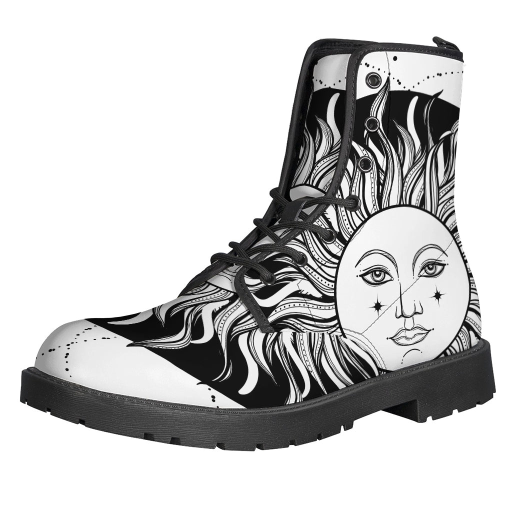 Black And White Celestial Sun Print Backpack