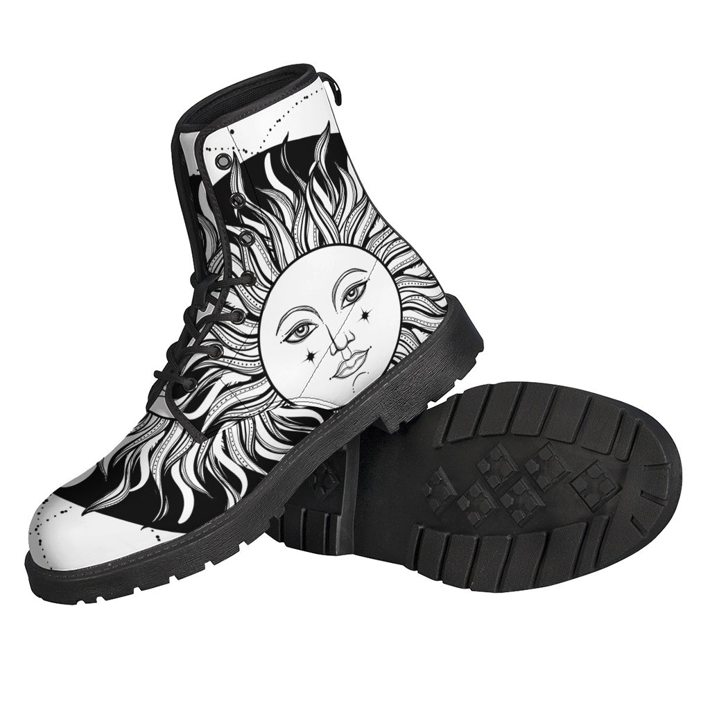 Black And White Celestial Sun Print Backpack