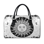 Black And White Celestial Sun Print Leather Duffle Bag