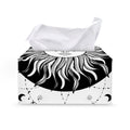 Black And White Celestial Sun Print Leather Tissue Box Cover