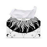Black And White Celestial Sun Print Leather Tissue Box Cover