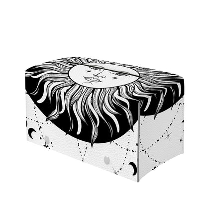 Black And White Celestial Sun Print Leather Tissue Box Cover