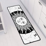 Black And White Celestial Sun Print Long Kitchen Mat