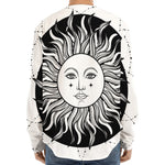 Black And White Celestial Sun Print Long Sleeve Baseball Jersey