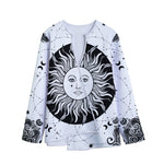 Black And White Celestial Sun Print Long Sleeve Short Coat