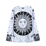 Black And White Celestial Sun Print Long Sleeve Short Coat