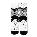 Black And White Celestial Sun Print Long Socks