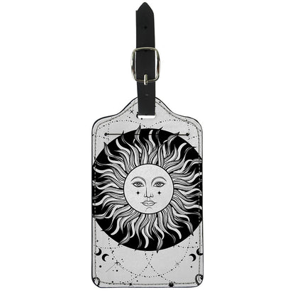 Black And White Celestial Sun Print Luggage Tag