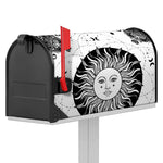 Black And White Celestial Sun Print Mailbox Cover