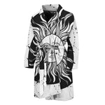 Black And White Celestial Sun Print Men's Bathrobe