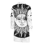 Black And White Celestial Sun Print Men's Bathrobe