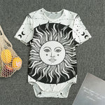 Black And White Celestial Sun Print Men's Bodysuit