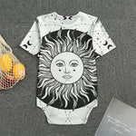 Black And White Celestial Sun Print Men's Bodysuit