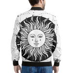 Black And White Celestial Sun Print Men's Bomber Jacket