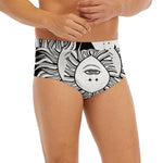 Black And White Celestial Sun Print Men's Briefs