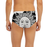 Black And White Celestial Sun Print Men's Briefs