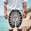 Black And White Celestial Sun Print Men's Cargo Shorts