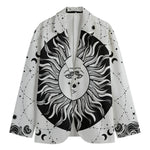 Black And White Celestial Sun Print Men's Cotton Blazer