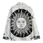 Black And White Celestial Sun Print Men's Cotton Blazer