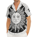 Black And White Celestial Sun Print Men's Deep V-Neck Shirt
