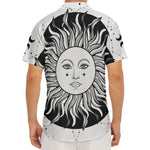 Black And White Celestial Sun Print Men's Deep V-Neck Shirt