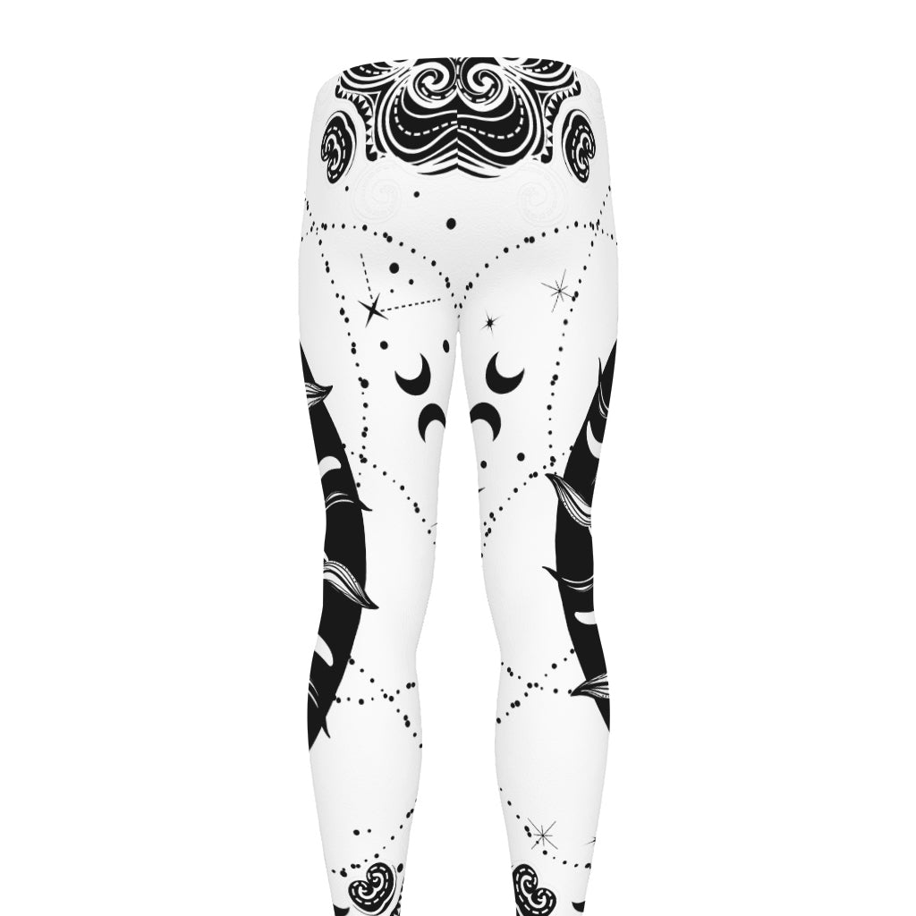 Black And White Celestial Sun Print Men's leggings