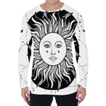 Black And White Celestial Sun Print Men's Long Sleeve T-Shirt