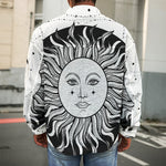 Black And White Celestial Sun Print Men's Shirt Jacket