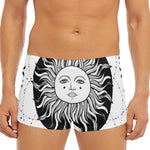 Black And White Celestial Sun Print Men's Short Boxer Briefs