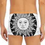 Black And White Celestial Sun Print Men's Short Boxer Briefs