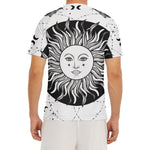 Black And White Celestial Sun Print Men's Short Sleeve Rash Guard