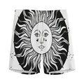 Black And White Celestial Sun Print Men's Athletic Shorts