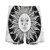 Black And White Celestial Sun Print Men's Sports Shorts