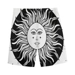 Black And White Celestial Sun Print Men's Sports Shorts