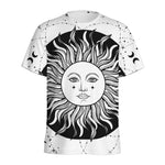 Black And White Celestial Sun Print Men's Sports T-Shirt