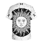 Black And White Celestial Sun Print Men's Sports T-Shirt