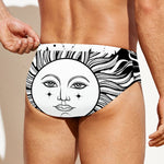 Black And White Celestial Sun Print Men's Swim Briefs