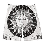 Black And White Celestial Sun Print Men's Swim Trunks