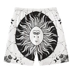 Black And White Celestial Sun Print Men's Swim Trunks