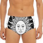 Black And White Celestial Sun Print Men's Triangle Swim Briefs