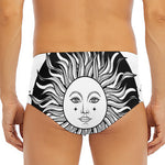 Black And White Celestial Sun Print Men's Triangle Swim Briefs