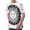 Black And White Celestial Sun Print Men's Velvet T-Shirt