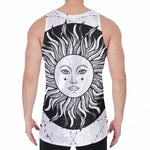 Black And White Celestial Sun Print Men's Velvet Tank Top