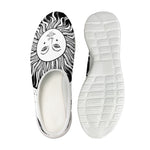 Black And White Celestial Sun Print Mesh Casual Shoes