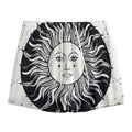 Black And White Celestial Sun Print Mesh Shorts