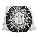 Black And White Celestial Sun Print Mesh Shorts