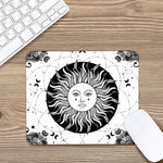Black And White Celestial Sun Print Mouse Pad